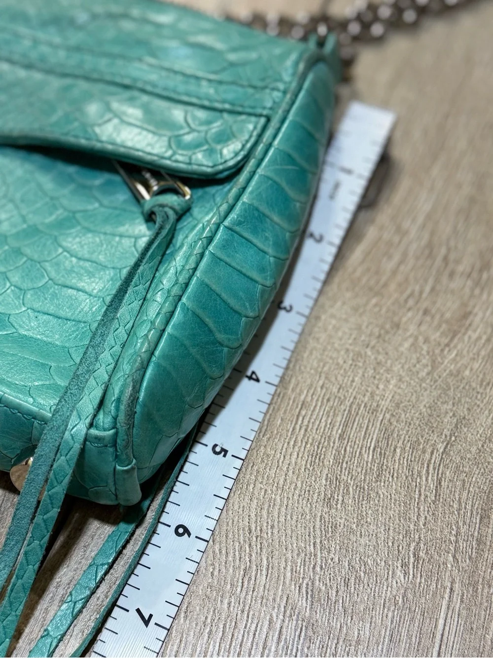 Rebecca Minkoff Mini M.A.C. Turquoise Python Embossed Leather Crossbody Bag